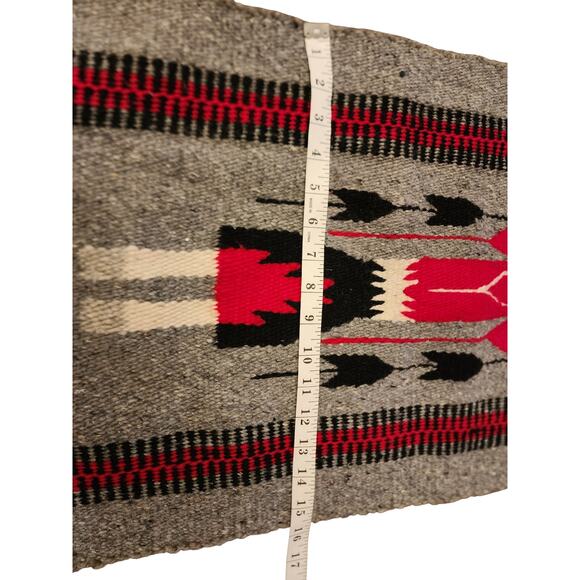Native American Southwest Style Yei Wool Rug Handwoven Wall Hang Textile 31x15 - Picture 5 of 16